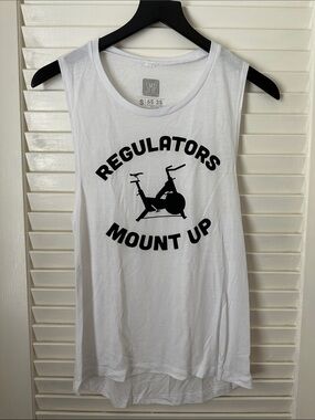 White 'Regulators Mount Up' Graphic Tank Top